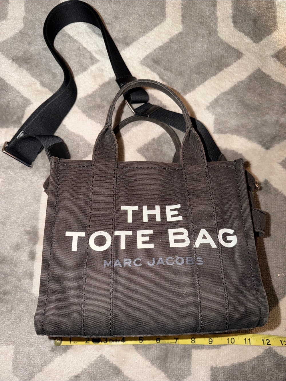 Marc Jacobs The Tote Bag small black canvas with crossbody strap